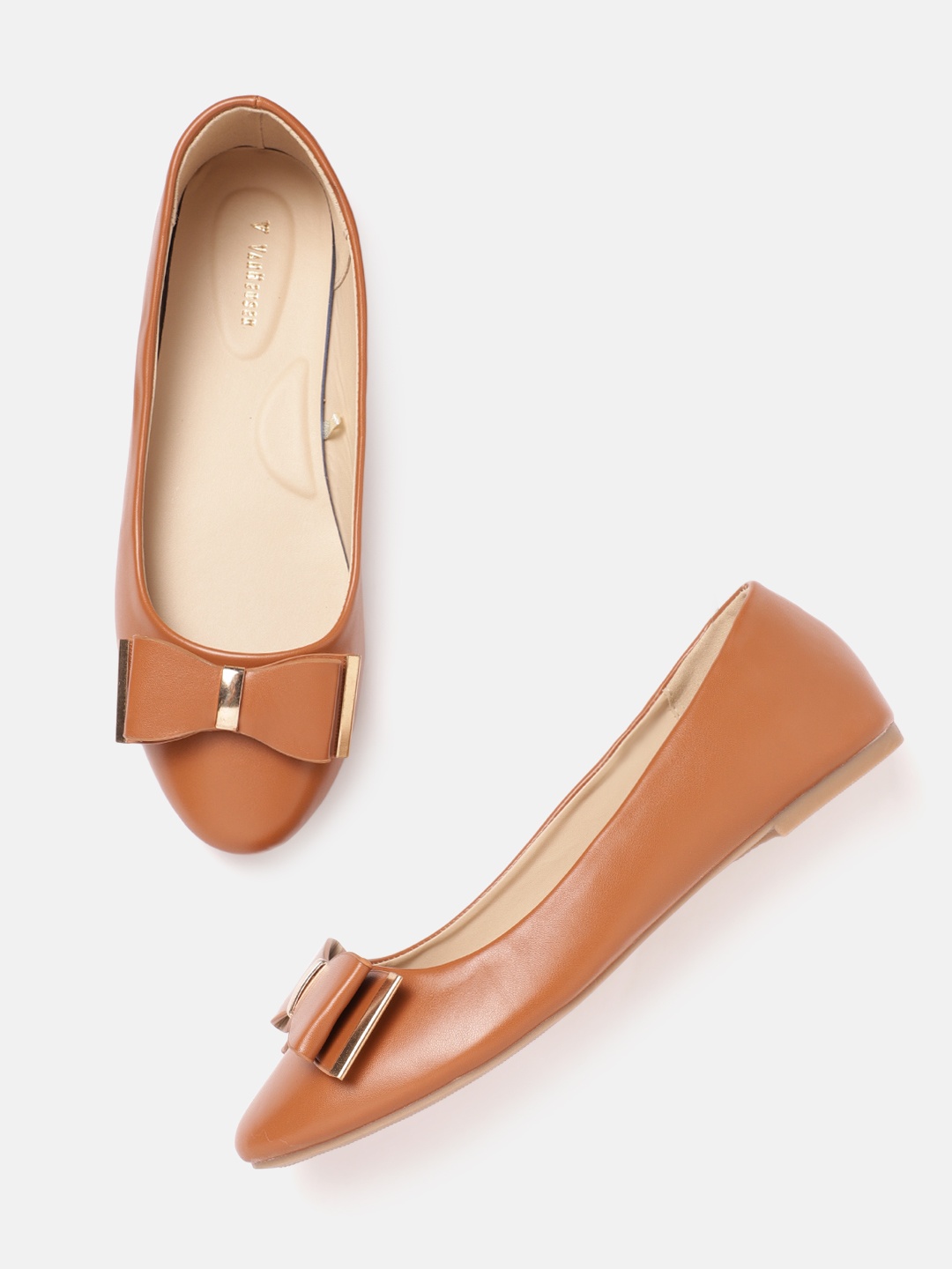 

Van Heusen Woman Women Tan Brown Solid Ballerinas with Bows