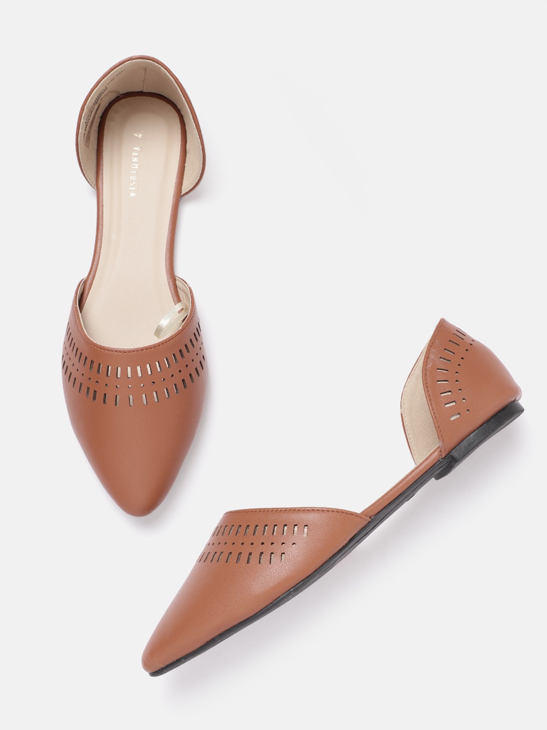 

Van Heusen Woman Tan Brown Ballerina with Laser Cuts Flats