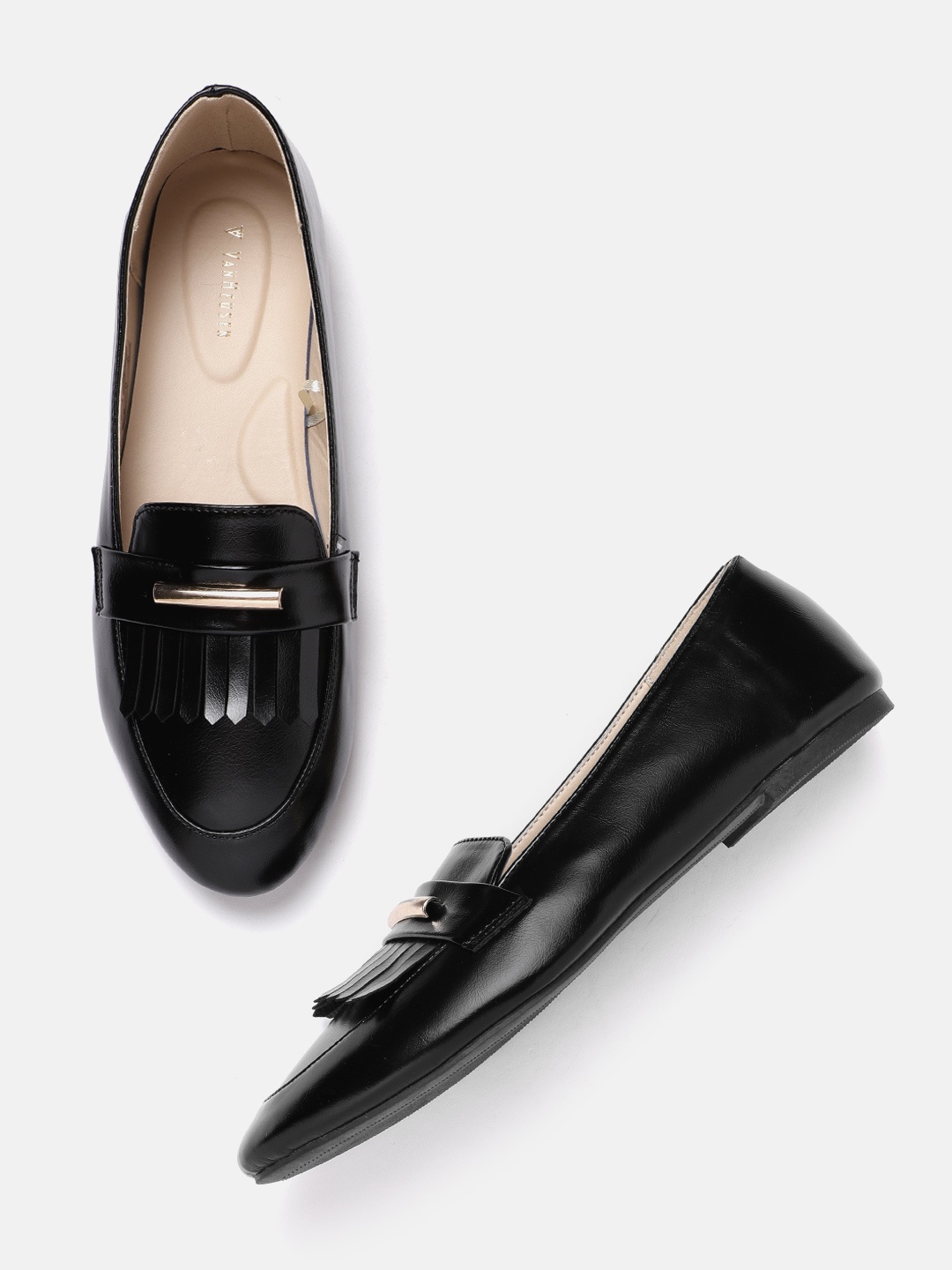

Van Heusen Woman Black Embellished Loafer Style Ballerina Flats