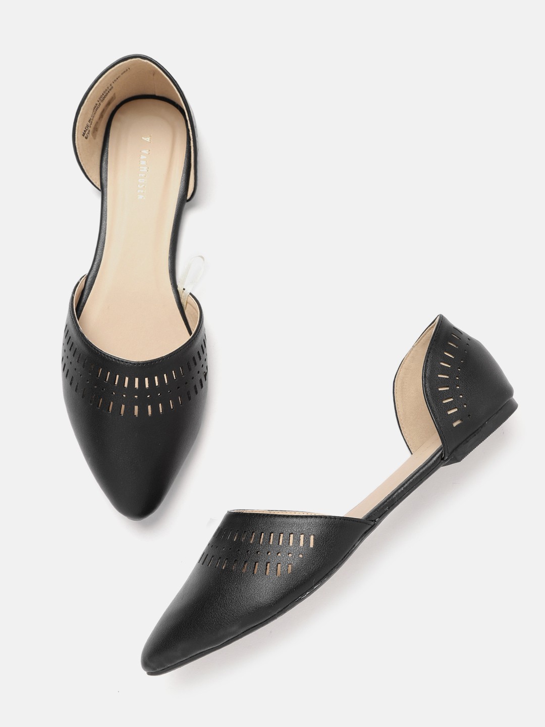 

Van Heusen Woman Women Black Solid Ballerinas with Laser Cuts