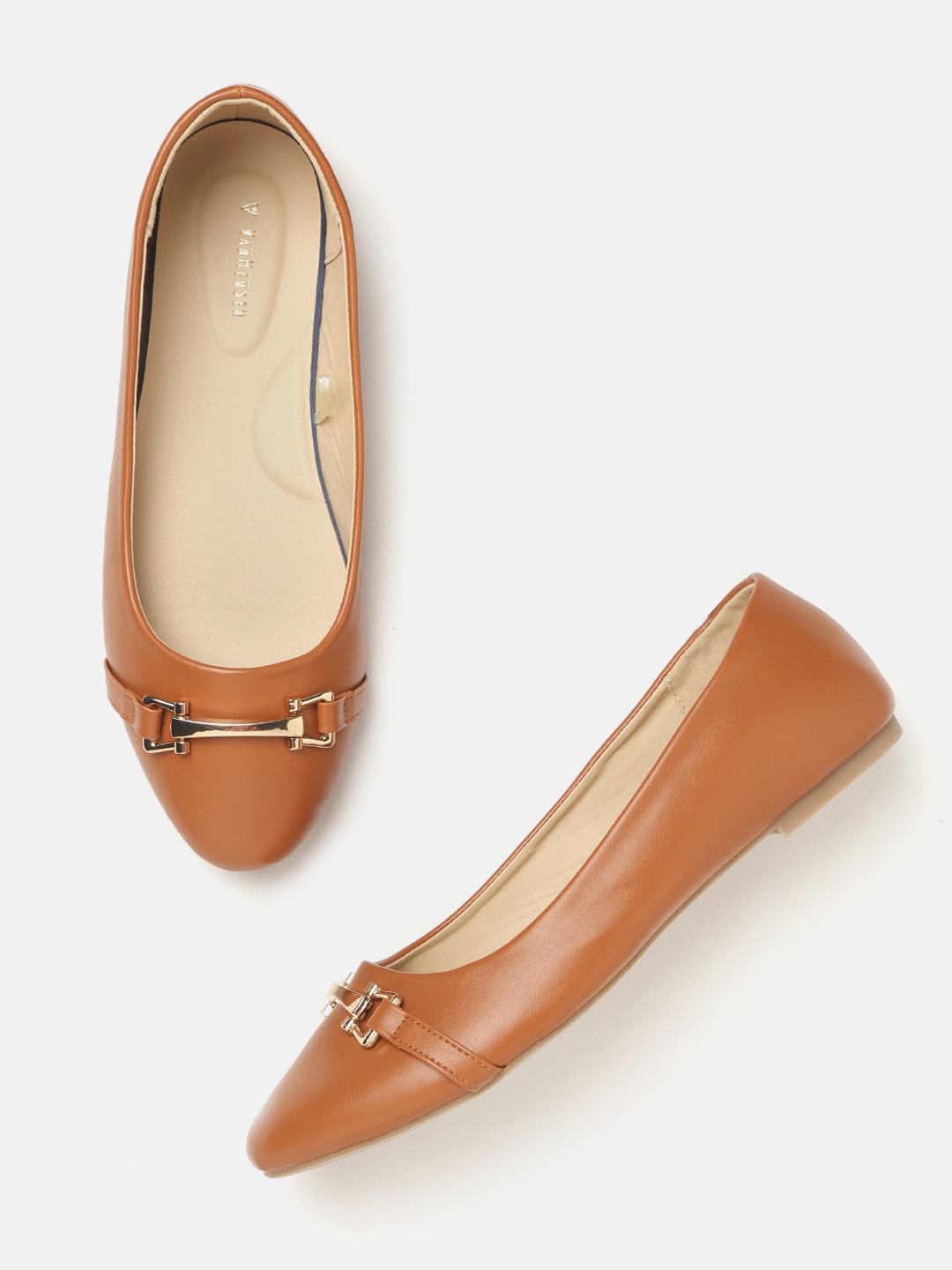 

Van Heusen Woman Women Tan Brown Solid Ballerinas with Metallic Detail