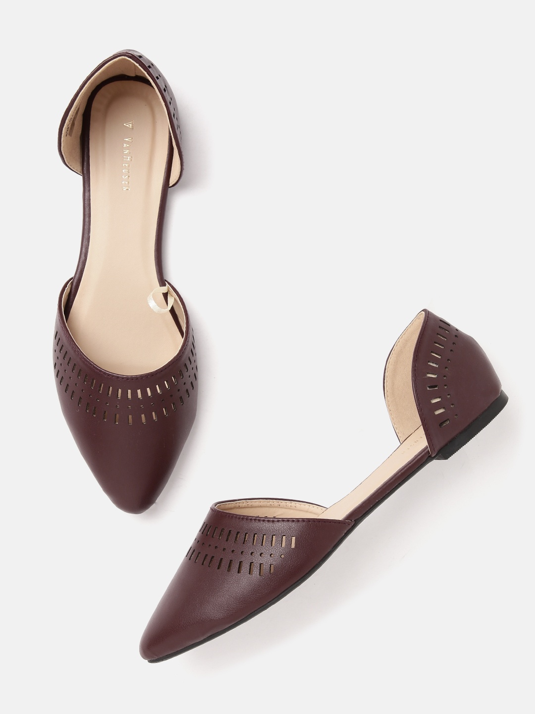 

Van Heusen Woman Maroon Ballerina with Laser Cuts Flats
