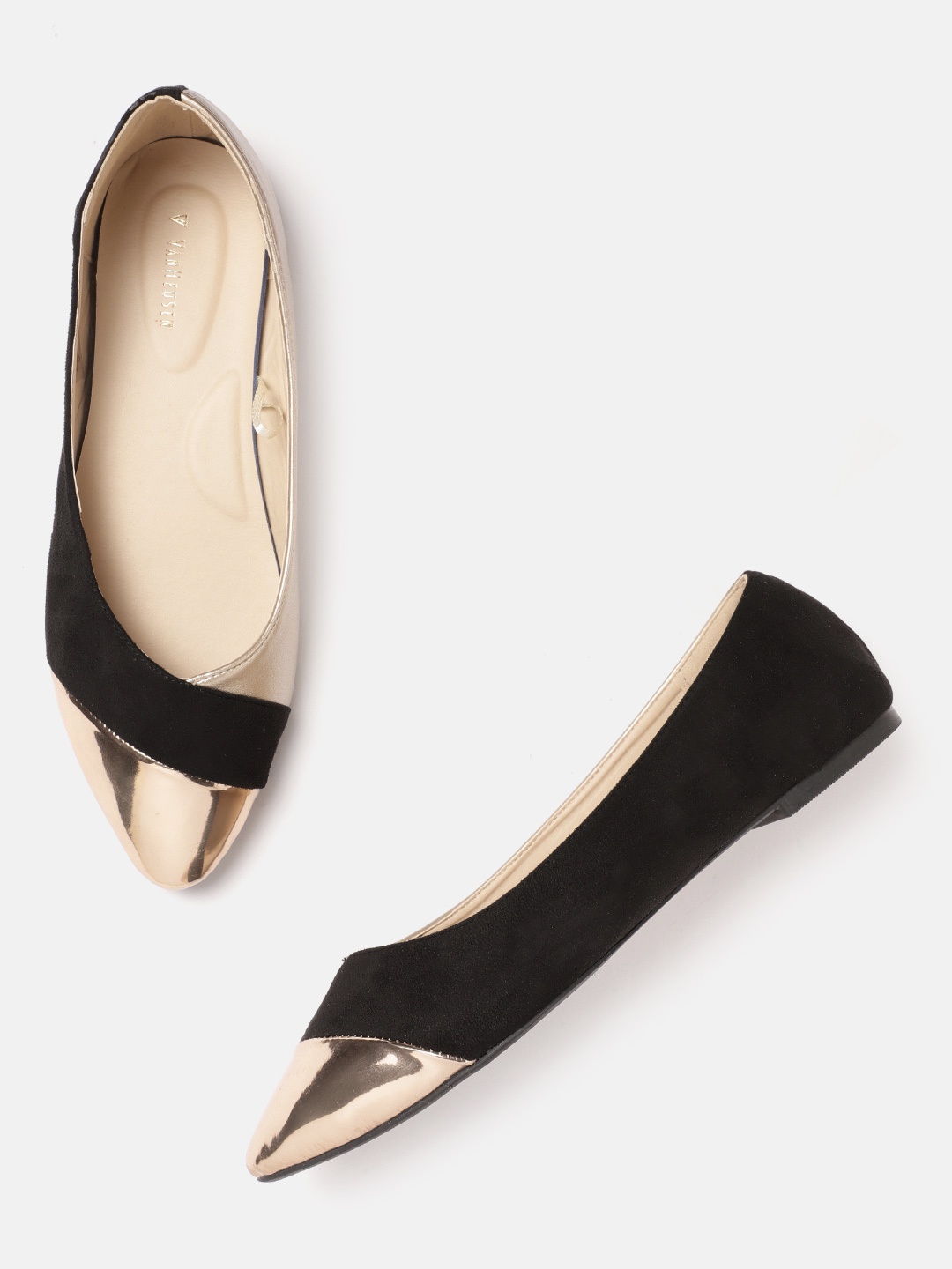 

Van Heusen Woman Black & Gold-Toned Ballerinas Flats