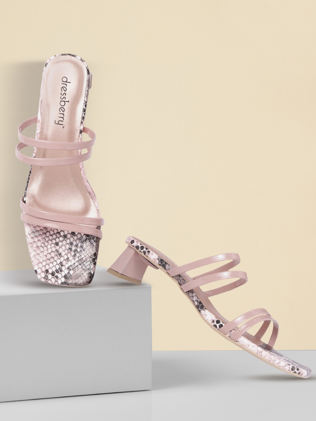 

DressBerry Women Dusky Pink Solid Block Heels, Rose