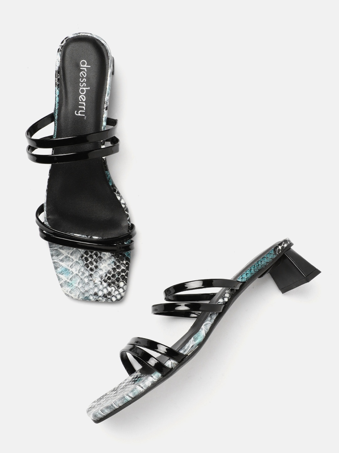 

DressBerry Women Black Solid Strappy Block Heels