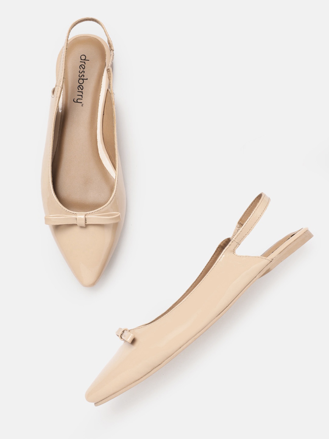 

DressBerry Women Beige Solid Flats with Bow Detail