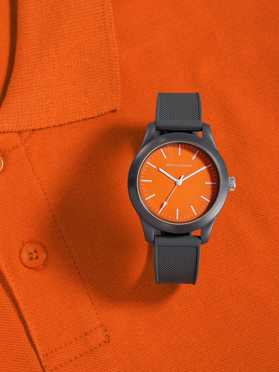 

Mast & Harbour Unisex Orange Dial & Grey Straps Analogue Watch MFB-PN-SM-1547