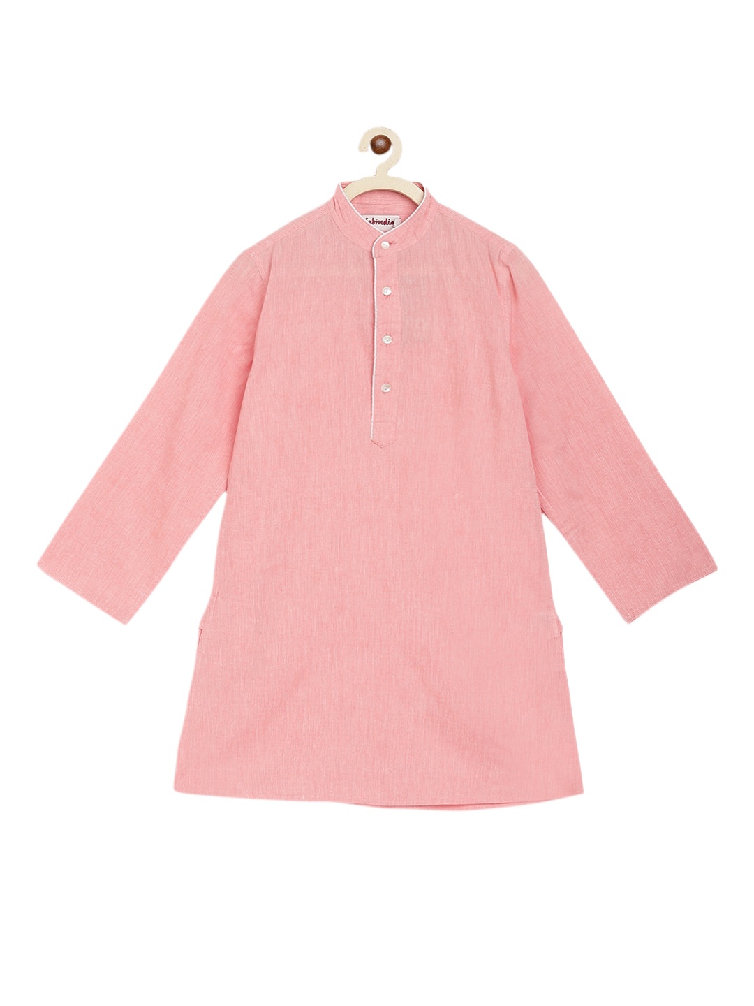 

Fabindia Boys Coral Red Solid Cotton Kurta