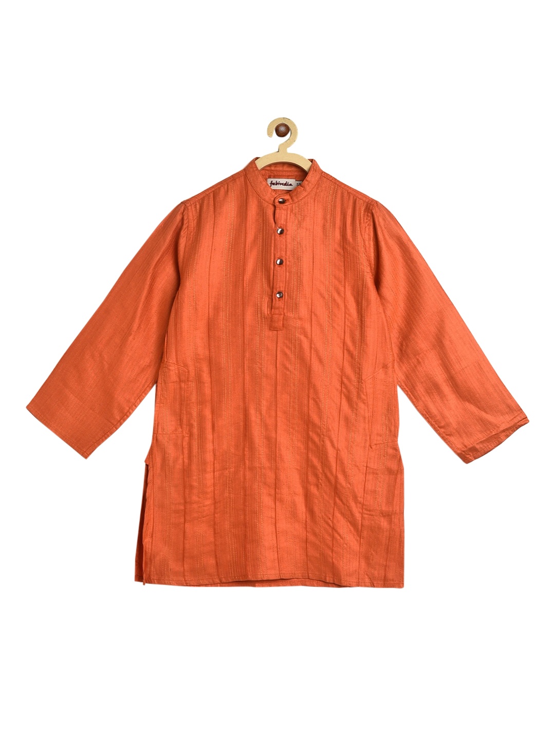 

Fabindia Boys Rust Orange Striped Kurta