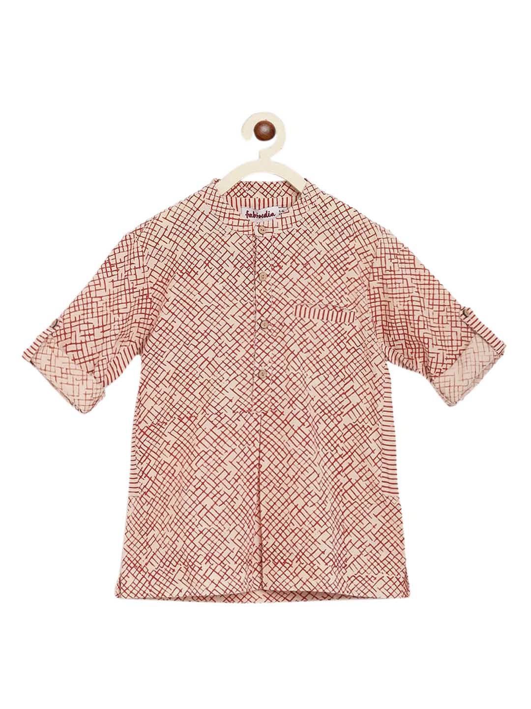 

Fabindia Boys Orange Geometric Kurta