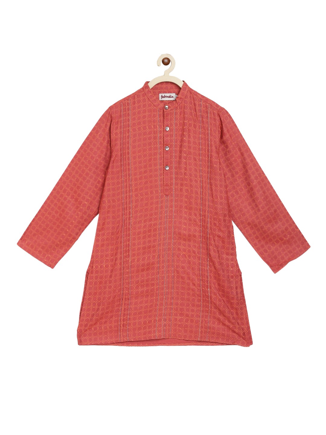 

Fabindia Boys Orange Striped Thread Work Kurta
