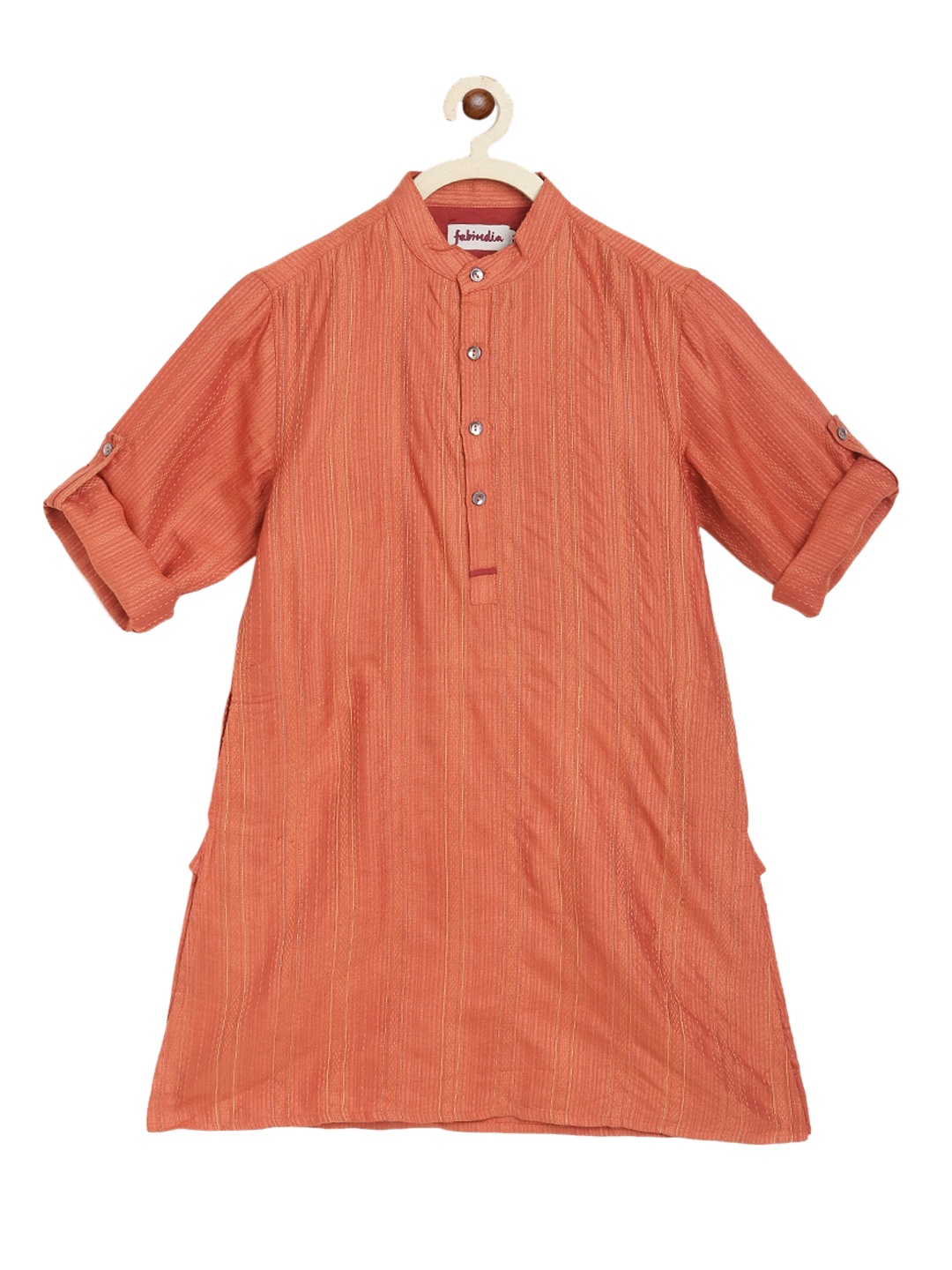 

Fabindia Boys Rust Thread Work Kurta