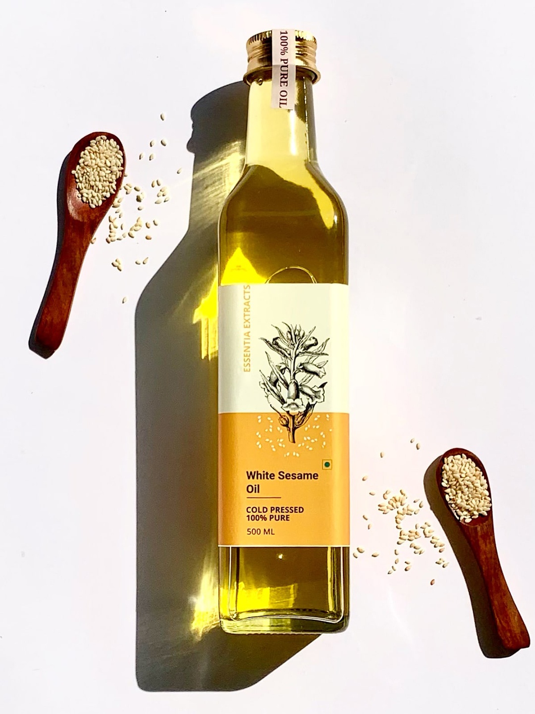 

ESSENTIA EXTRACTS Set Of 2 Cold-Pressed White Sesame Oils 1000 ml, Transparent