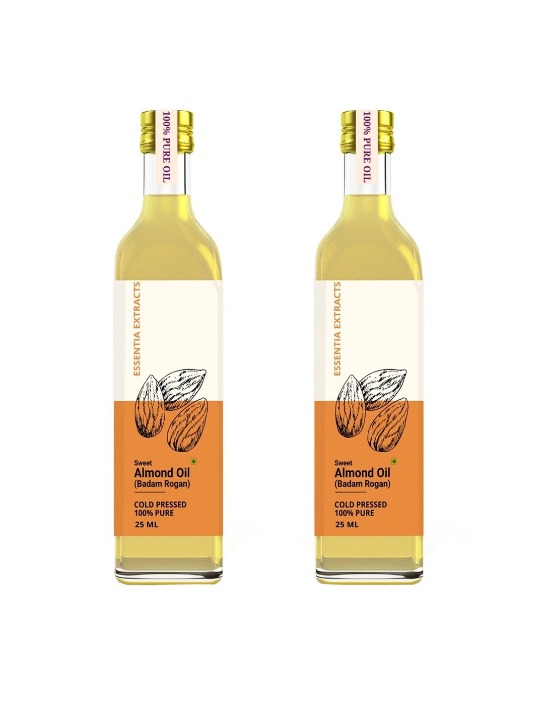 

ESSENTIA EXTRACTS Unisex Combo of 2 Cold-Pressed Almond Oil- 200ml, Transparent