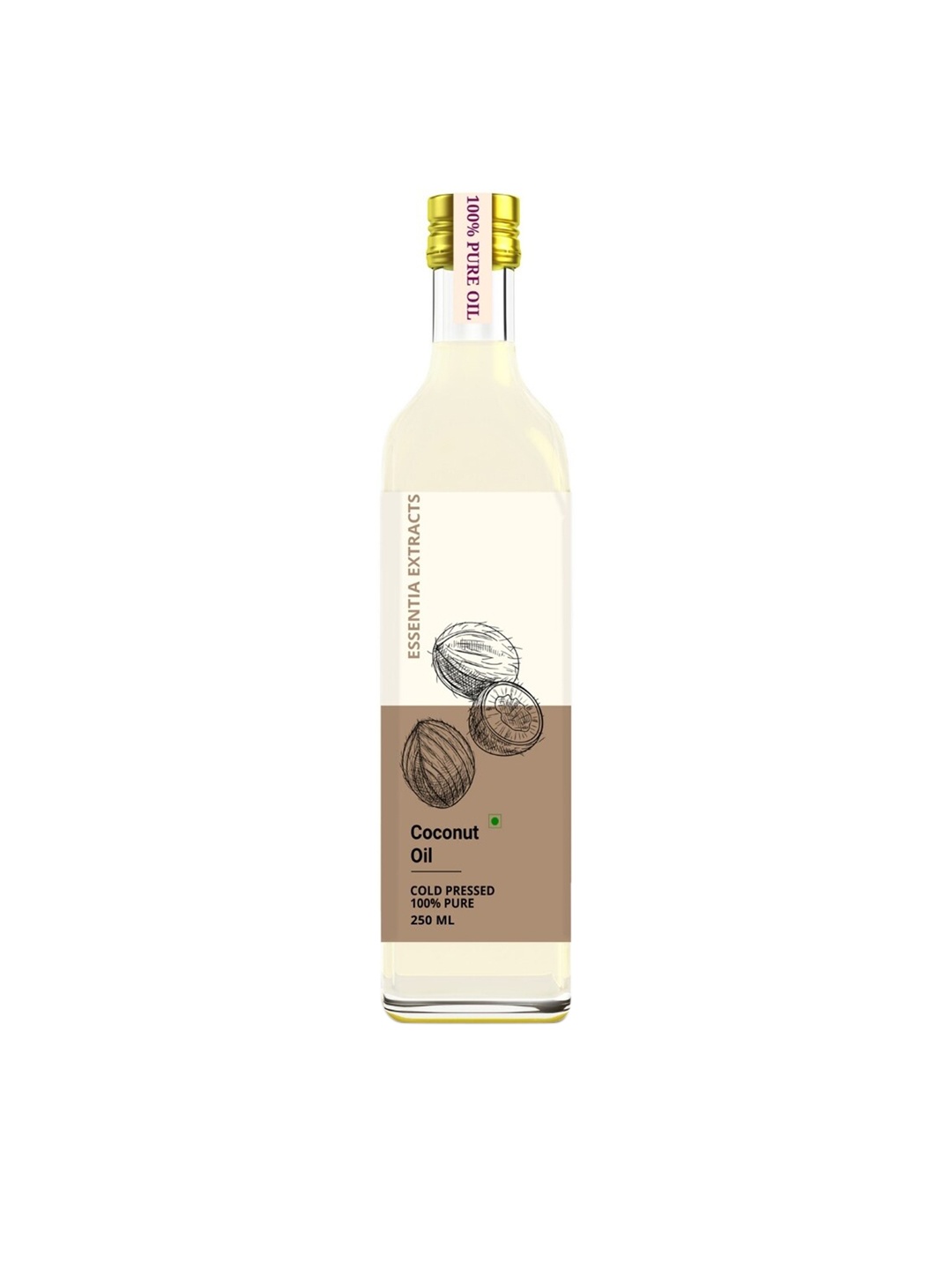 

ESSENTIA EXTRACTS Cold-Pressed Coconut Oil - 250ml, Transparent