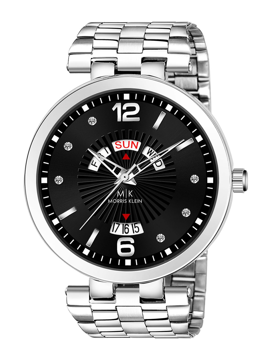 

MORRIS KLEIN Men Black Dial & Silver Stainless Steel Bracelet Style Straps Analogue Watch