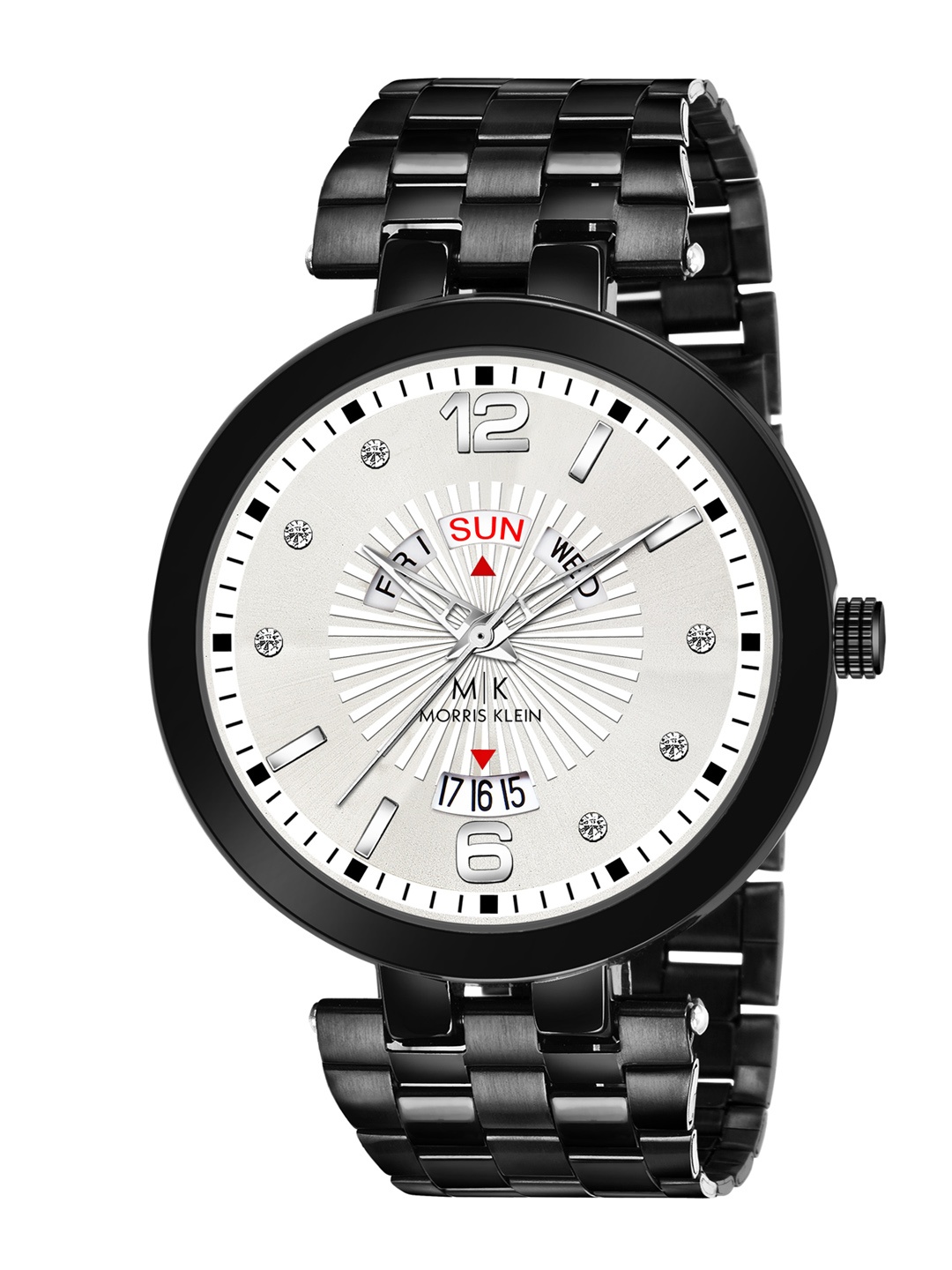 

MORRIS KLEIN Men Silver-Toned Dial & Black Stainless Steel Bracelet Style Straps Analogue Watch MK-1004