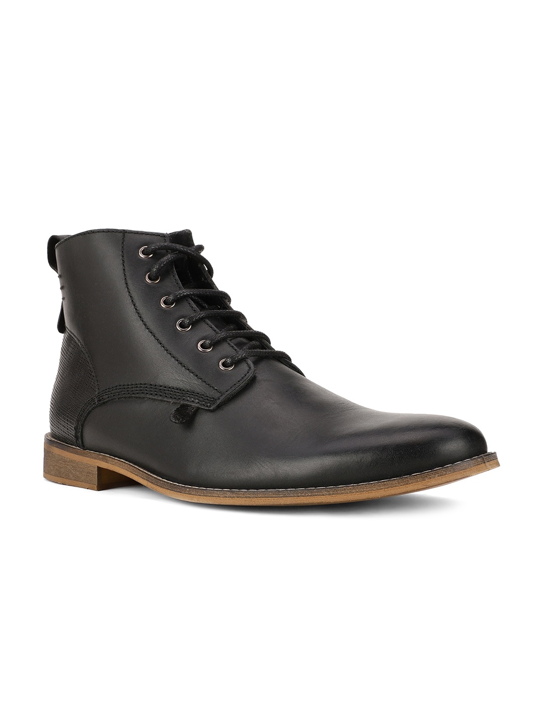 

Bata Men Black Leather Flat Boots