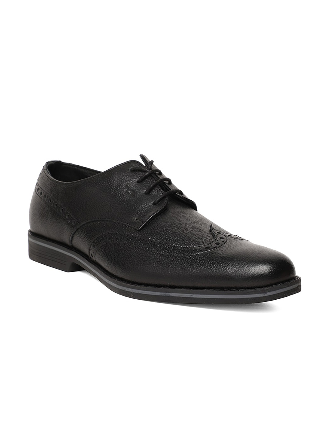 

Bata Men Black Solid Leather Formal Brogues