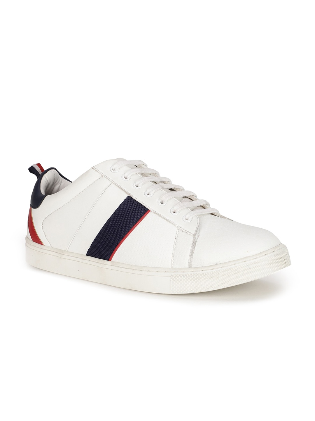 

Bata Men White Striped Sneakers