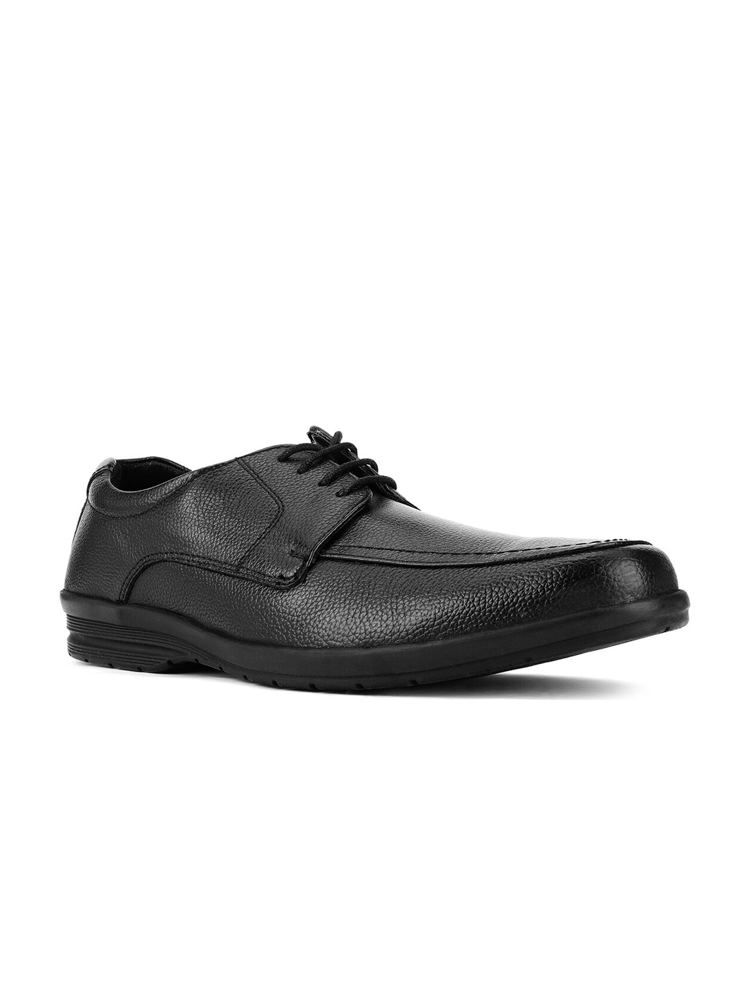 

Bata Men Black Solid Leather Formal Derbys