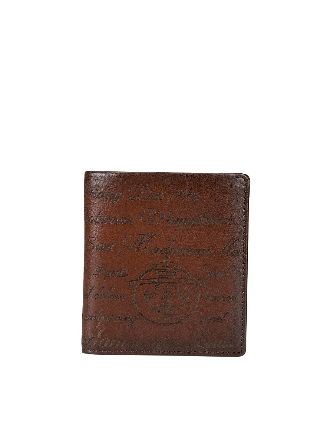 

Da Milano Men Brown Typography Printed Leather Two Fold Wallet