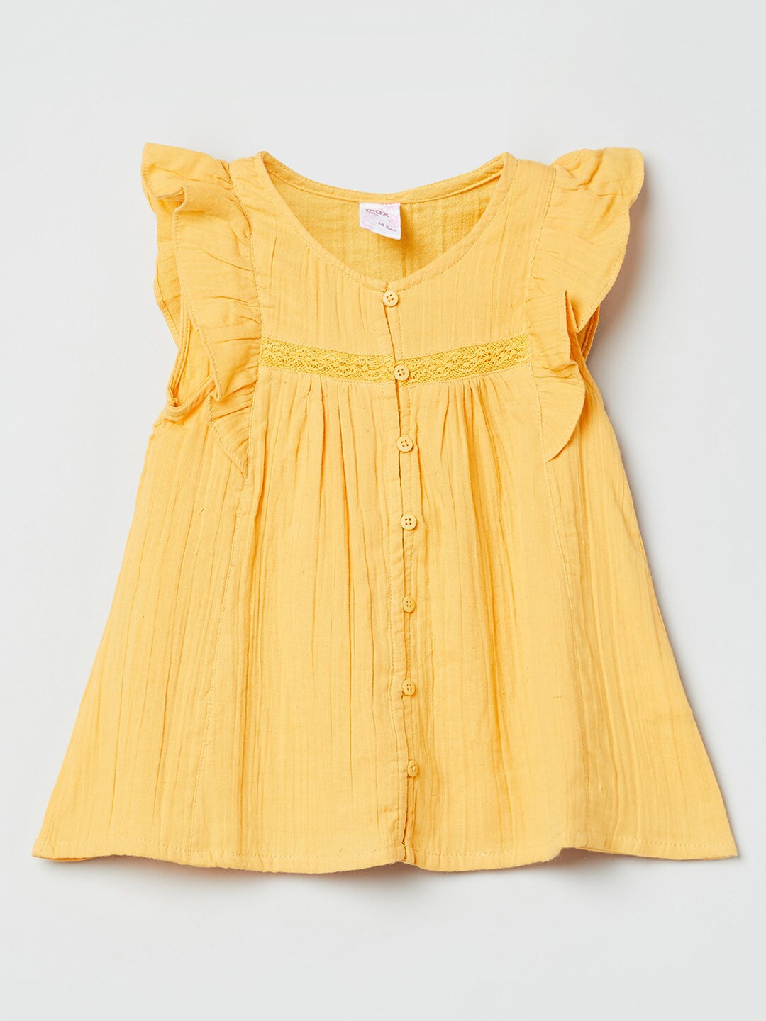 

max Girls Yellow Self-Design A-Line Cotton Top