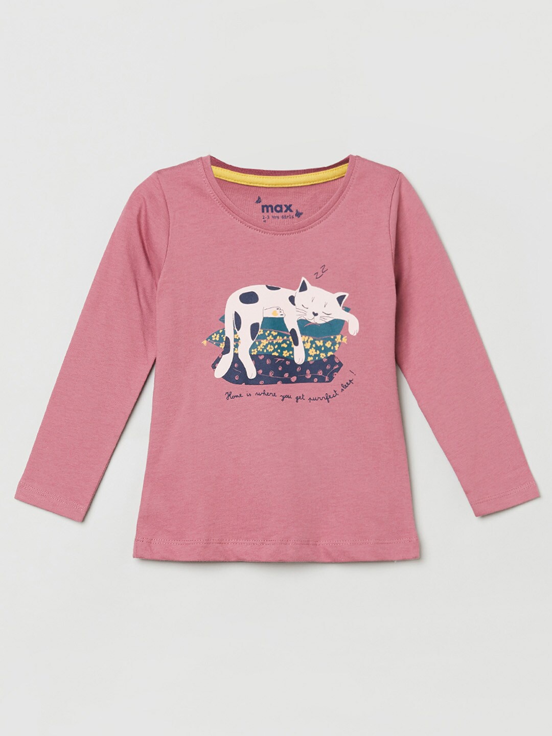 

max Girls Pink Printed T-shirt