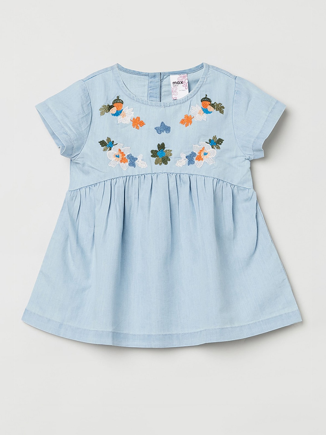 

max Blue Floral A-Line Top