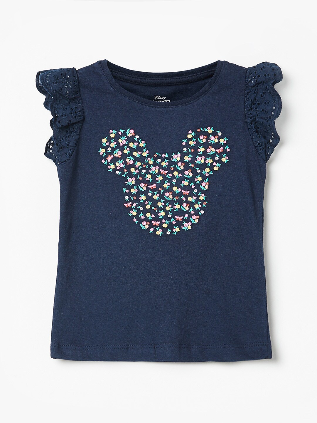 

max Girls Blue Floral Embroidered Regular Top