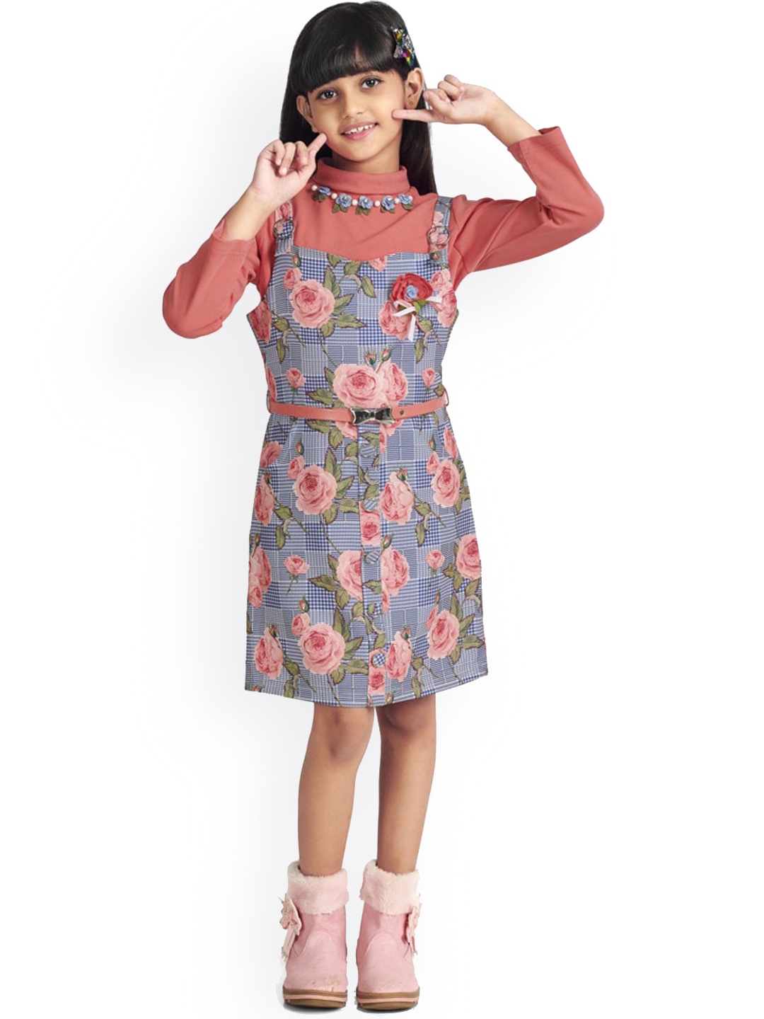 

Tiny Girl Girls Red Floral A-Line Midi Dress