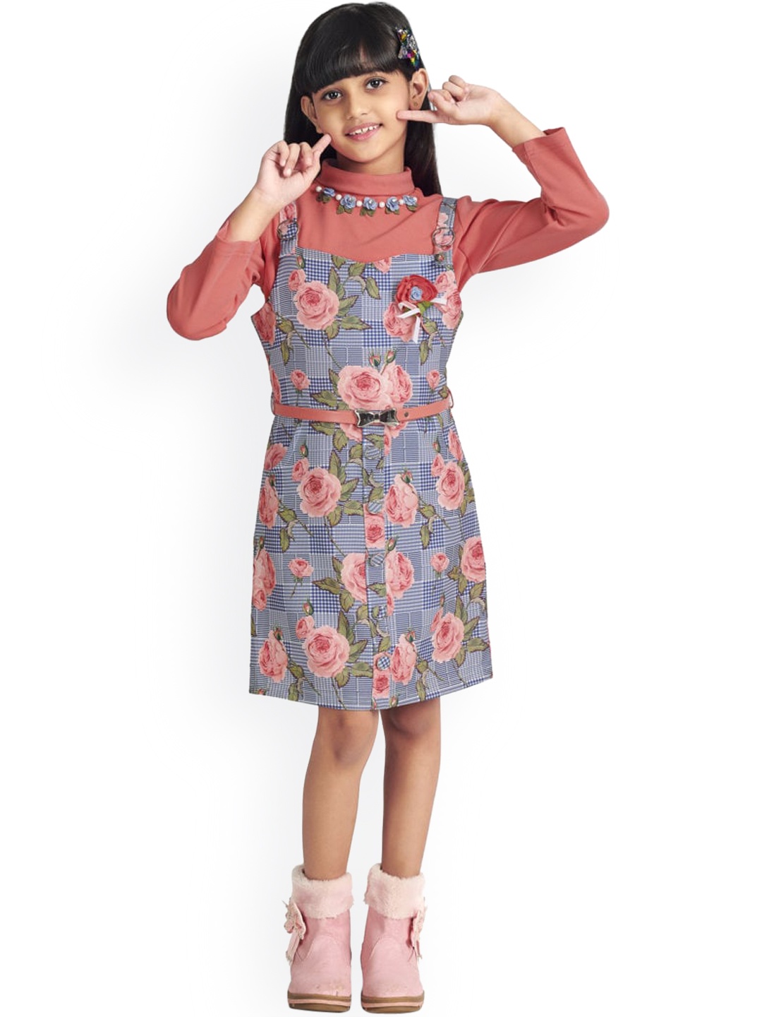 

Tiny Girl Red Floral A-Line Midi Dress