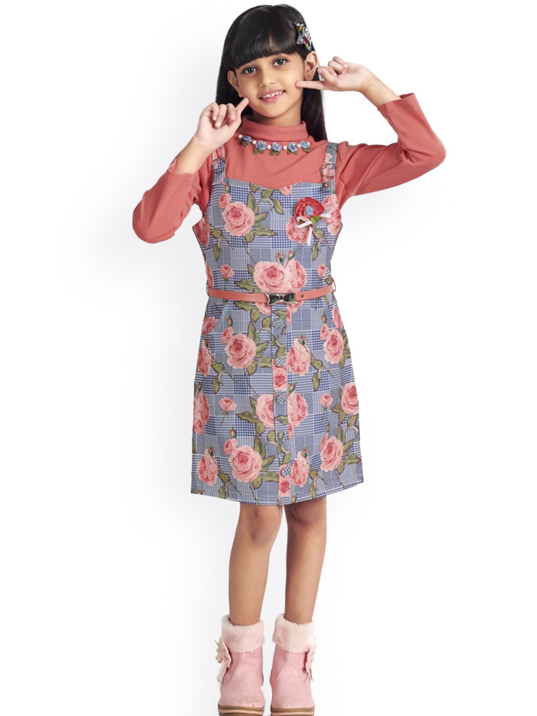 

Tiny Girl Red Floral A-Line Midi Dress