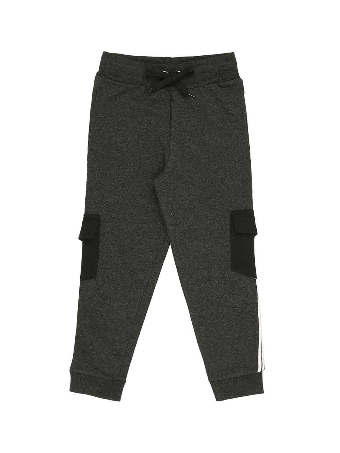 

RAINE AND JAINE Boys Charcoal Grey Solid Pure Cotton Joggers