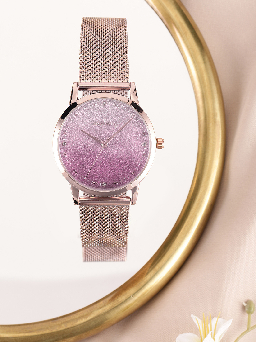 

DressBerry Women Pink Dial & Rose Gold-Toned Bracelet Style Analogue Watch MFB-PN-DK2755C
