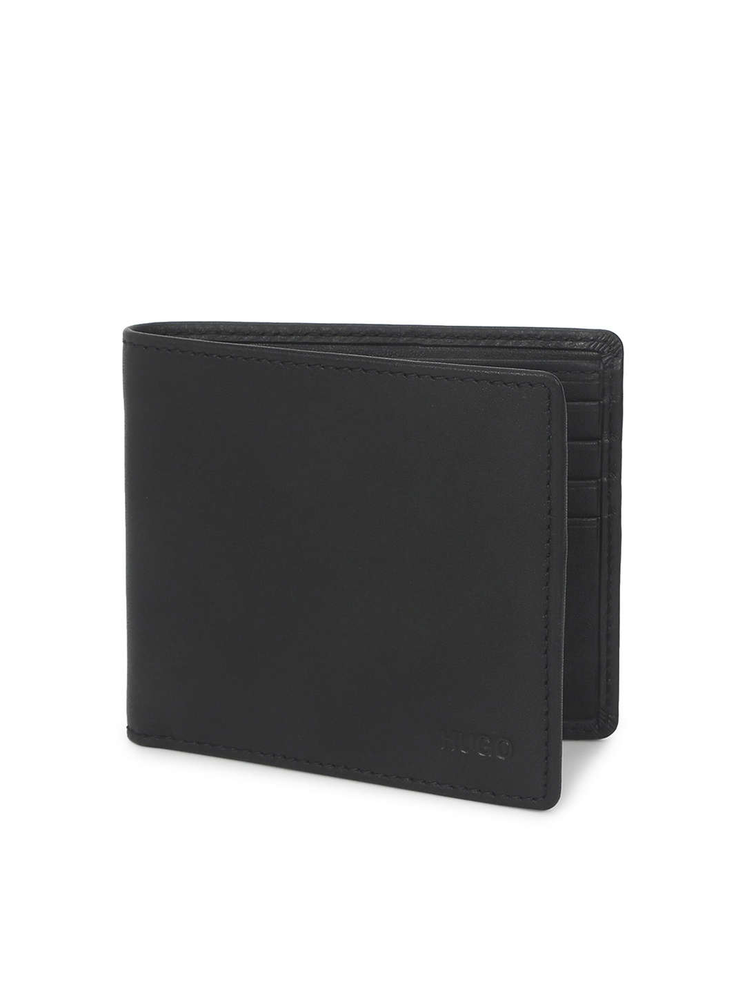 

HUGO Men Black Solid Two Fold Wallet