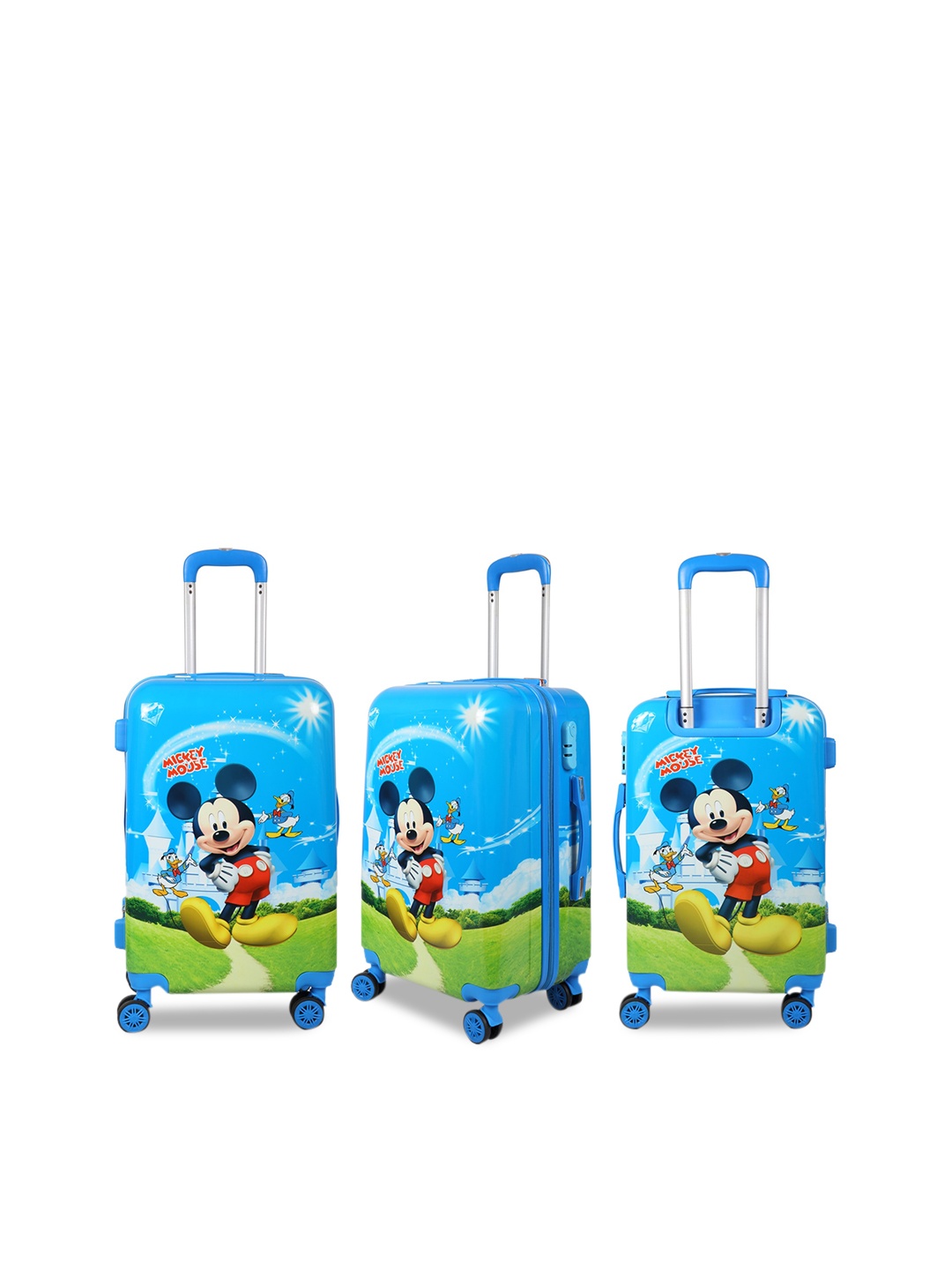 

Disney Kids Set Of 2 Blue & Green Mickey Mouse Printed Hard-Sided Trolley Suitcase