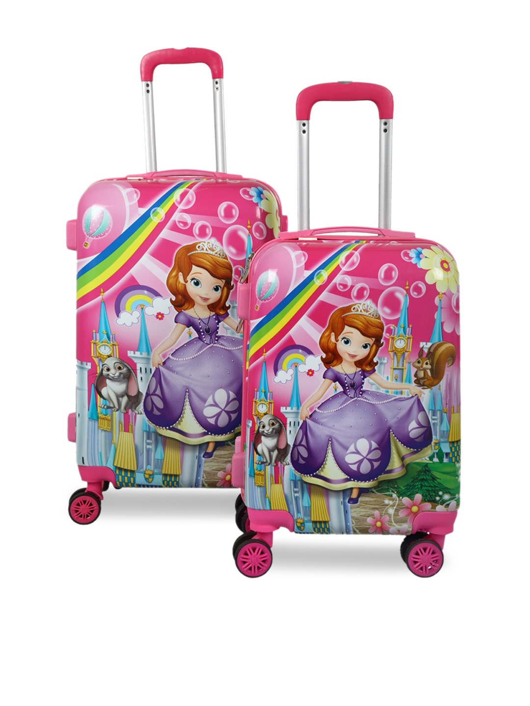 

Disney Kids Set Of 2 Pink & Purple Sofia Printed Hard-Sided Trolley Suitcase