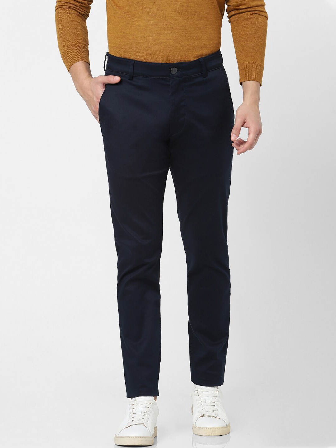 

SELECTED Men Black Slim Fit Cotton Chinos Trousers