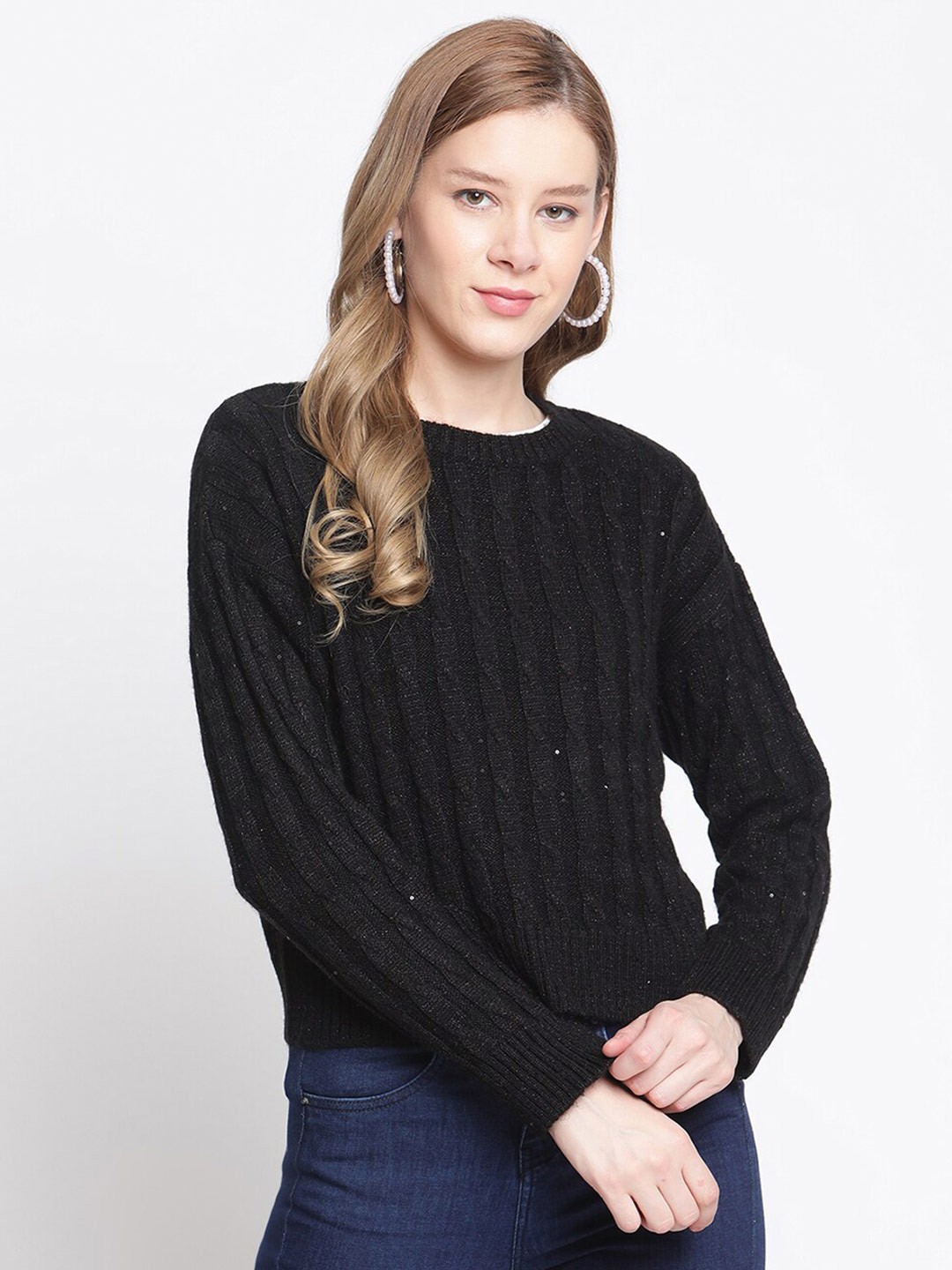 

CAMLA Women Black Striped Pullover