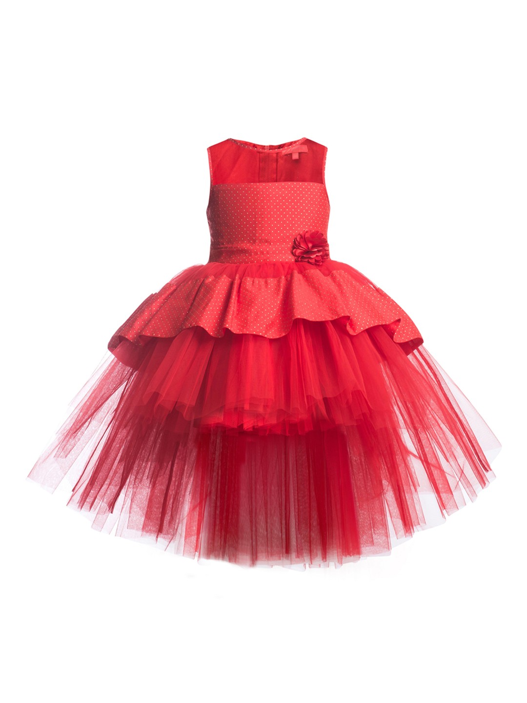 

Toy Balloon kids Red Layered Net Maxi Dress