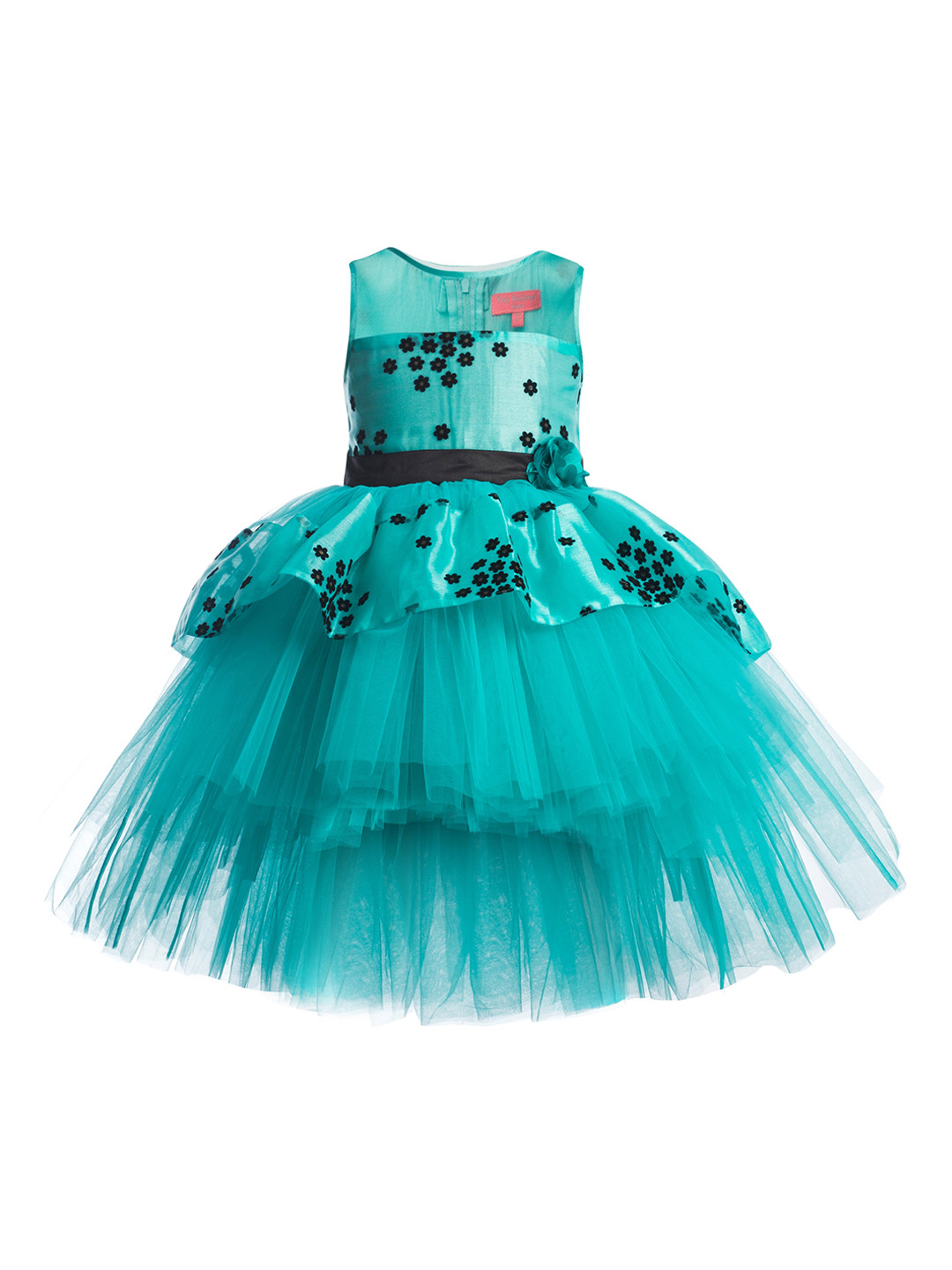 

Toy Balloon kids Sea Green Layered Net Dress