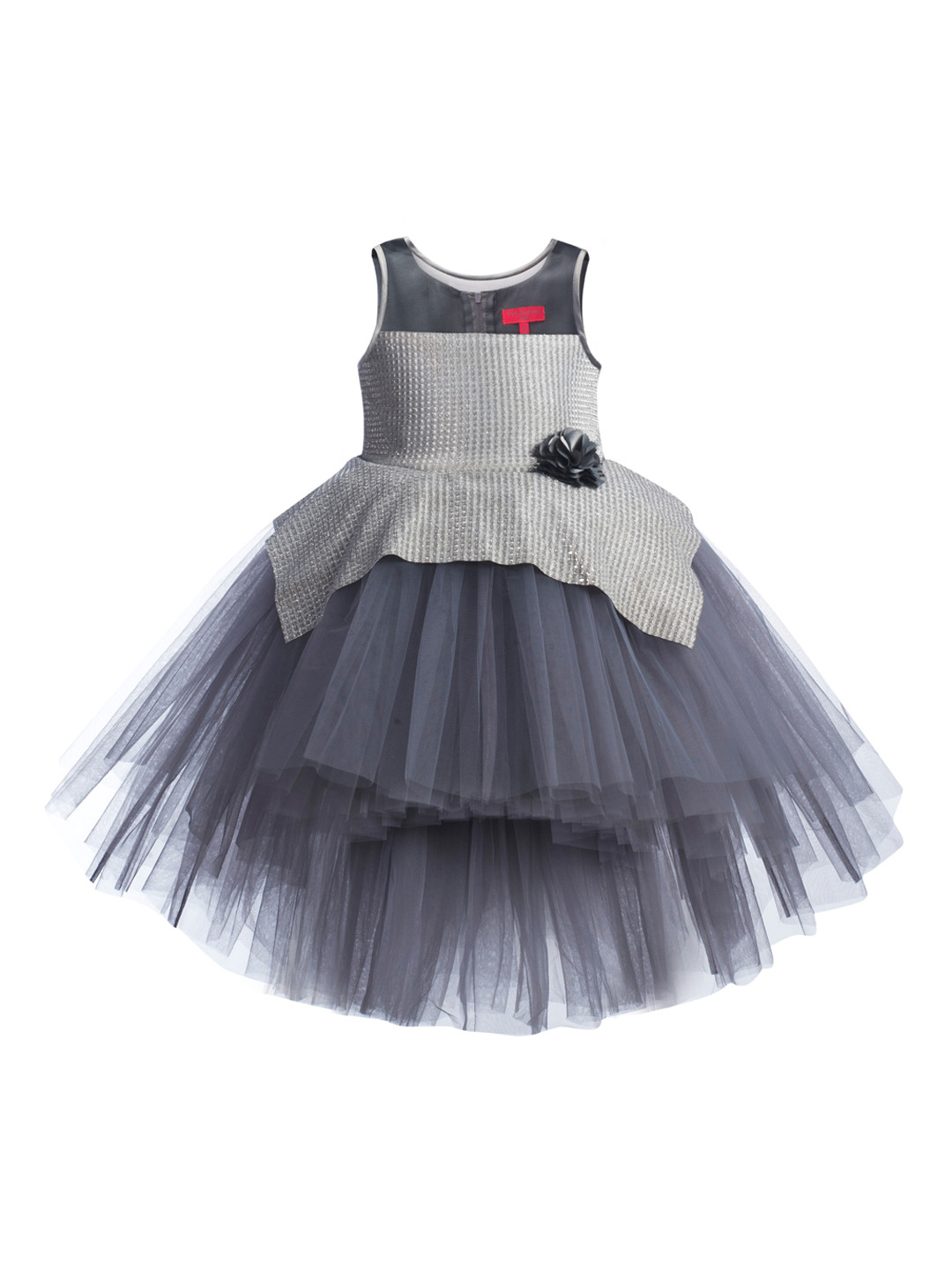 

Toy Balloon kids Grey Layered Net Dress