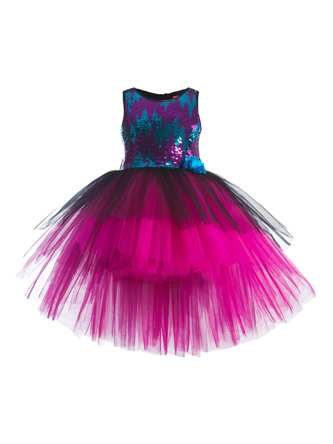

Toy Balloon kids Pink & Purple Layered Net Dress