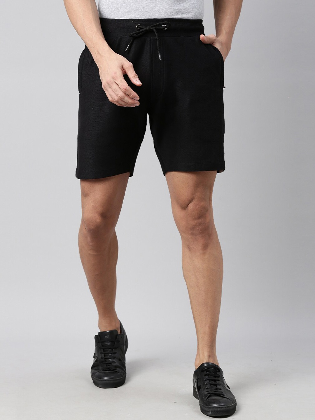 

RARE RABBIT Men Rebel Slim Fit Mid-Rise Shorts, Black