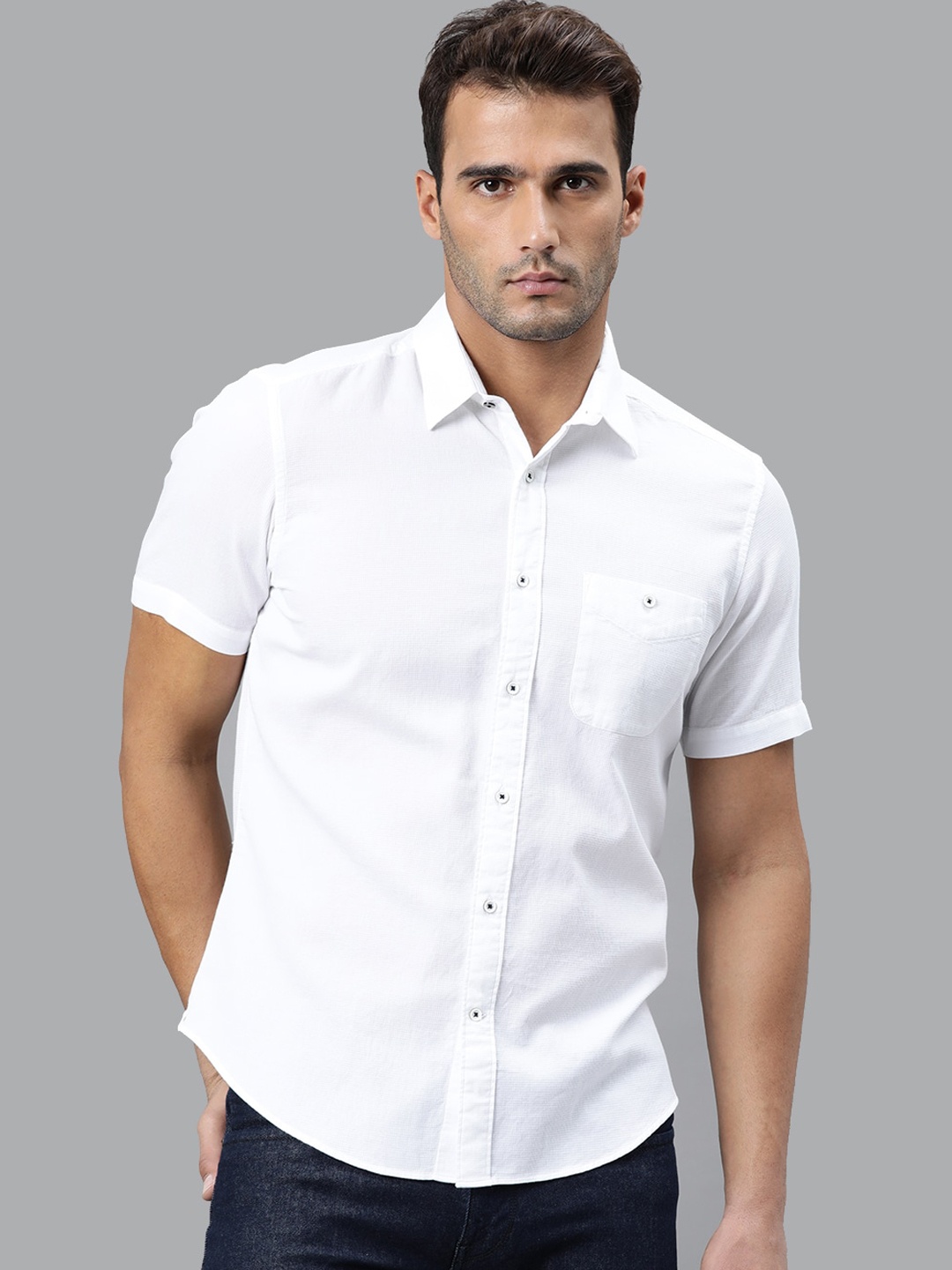 

RARE RABBIT Men White Tailored Fit Opaque Casual Shirt