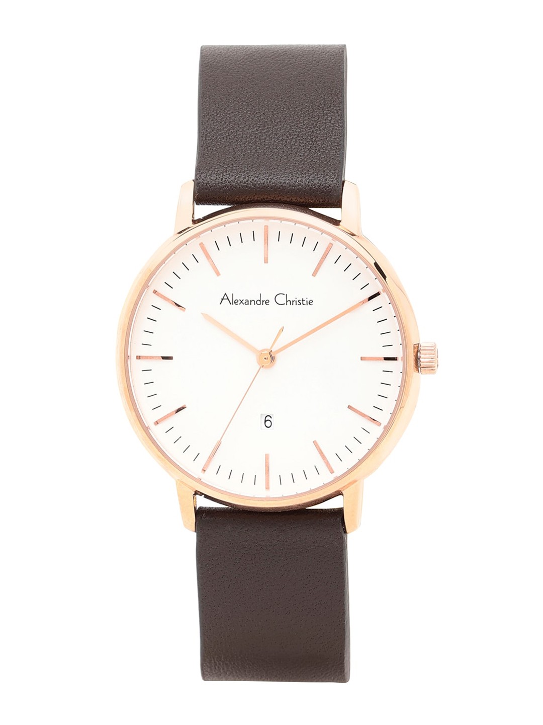

Alexandre Christie Men White Embellished Dial & Brown Leather Wrap Around Straps Analogue Watch