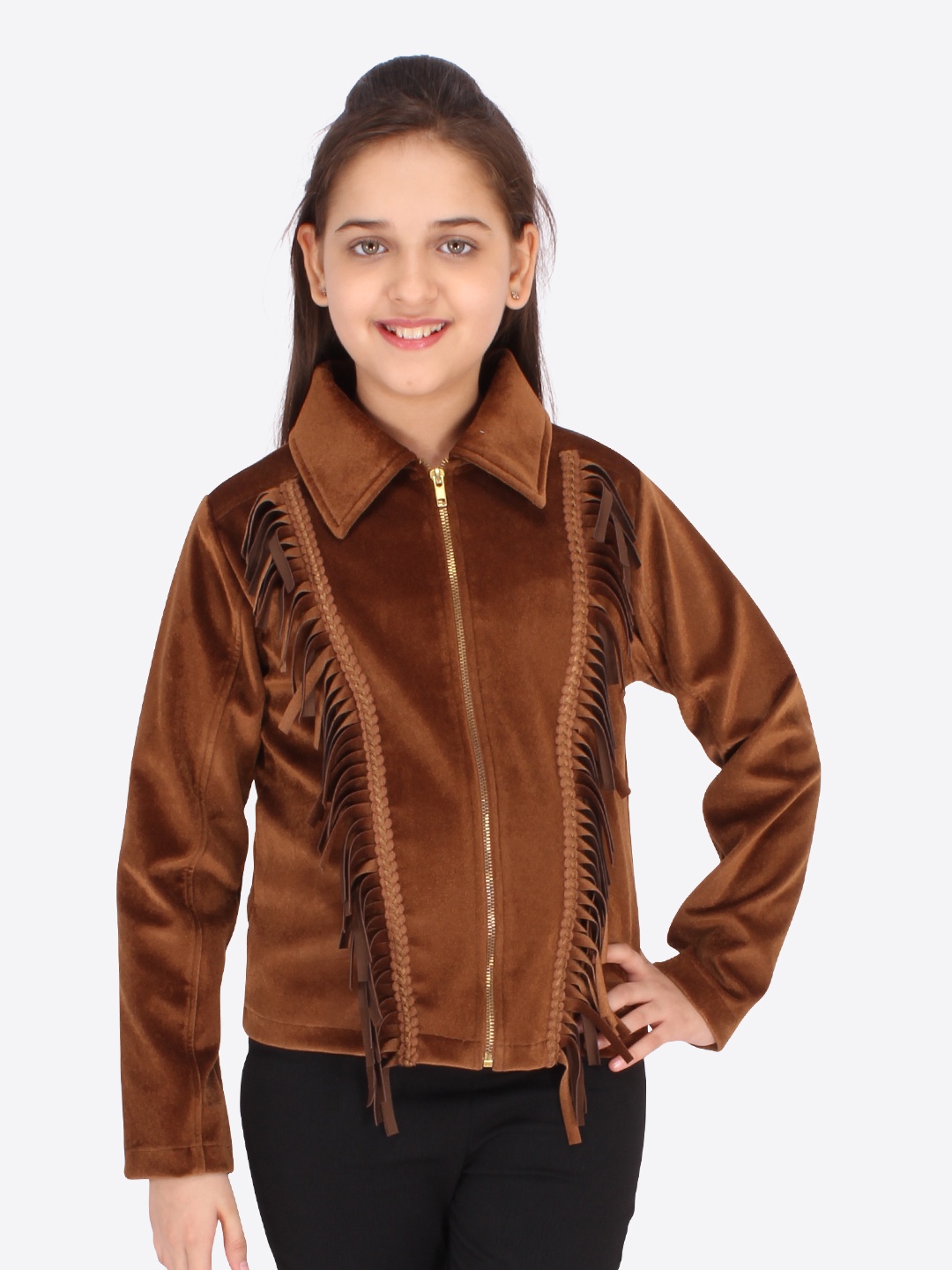 

CUTECUMBER Girls Brown Crop Tailored Jacket