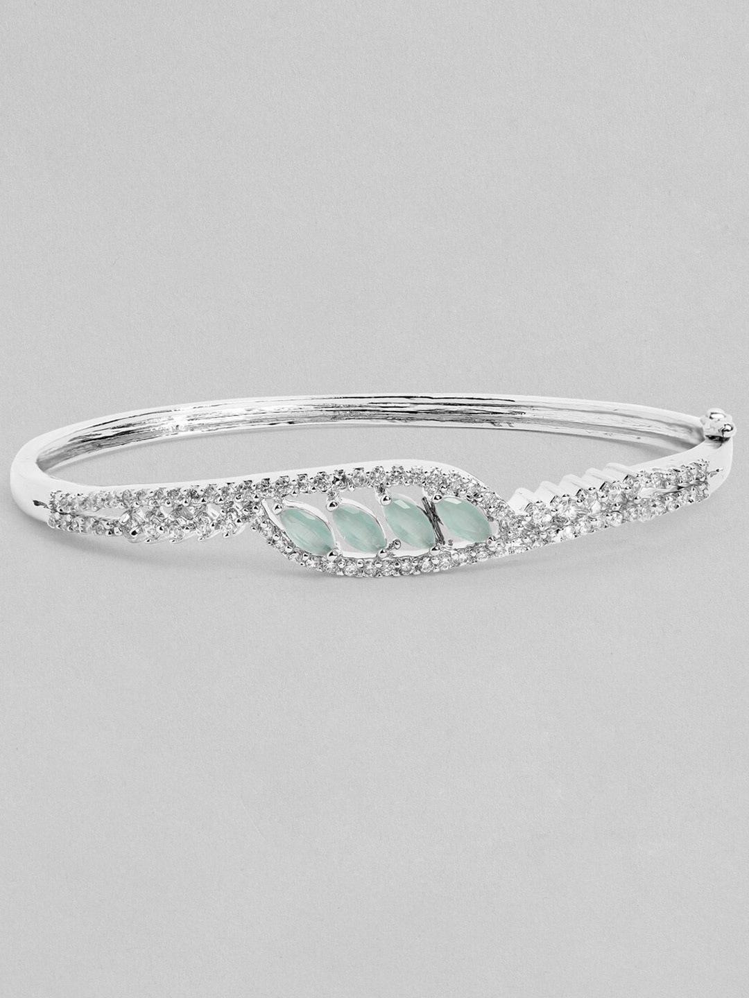 

Rubans Women Silver-Toned & Green Handcrafted Bangle-Style Bracelet