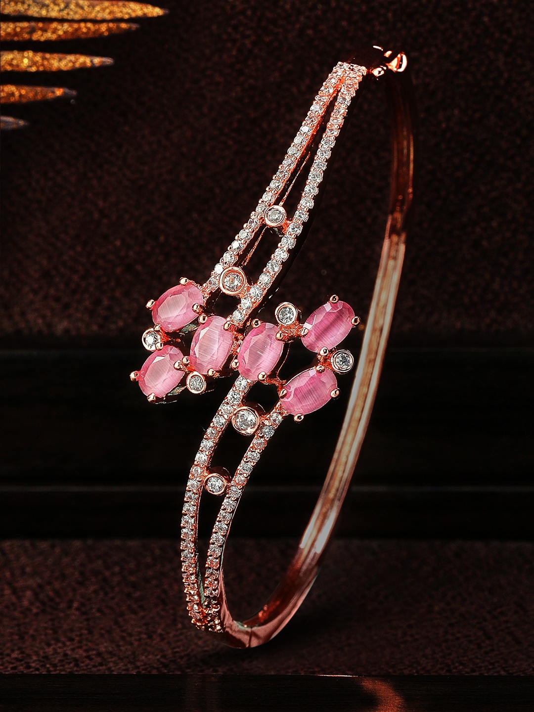

Rubans Women Rose Gold Handcrafted Rose Gold-Plated Bangle-Style Bracelet